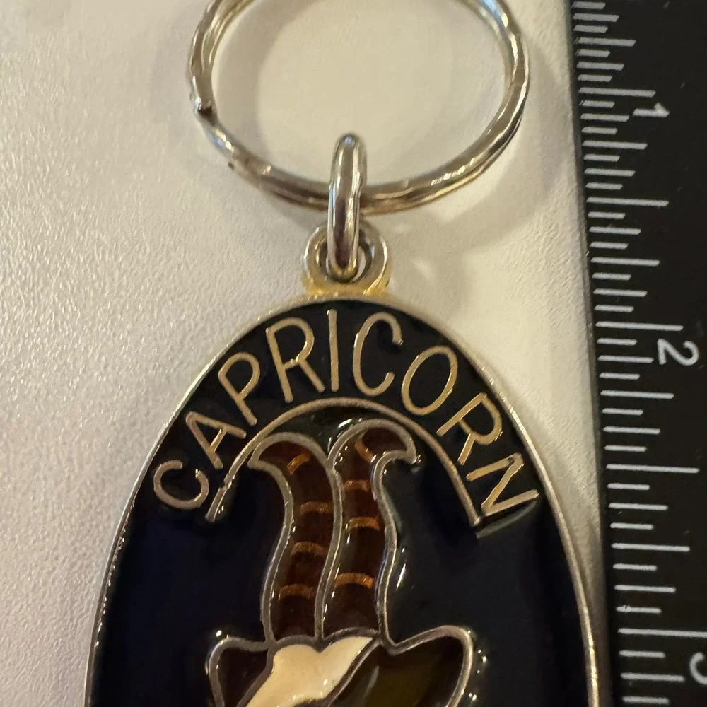 Vintage Capricorn‎ Keychain Zodiac Sign Astrology January Birthday Gift Key Ring